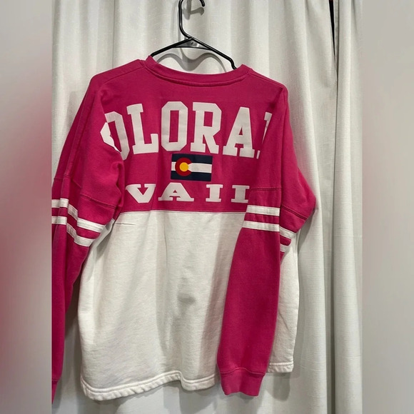 Pink and White Vail Colorado Sky Sweatshirt Size Medium - Picture 2 of 5